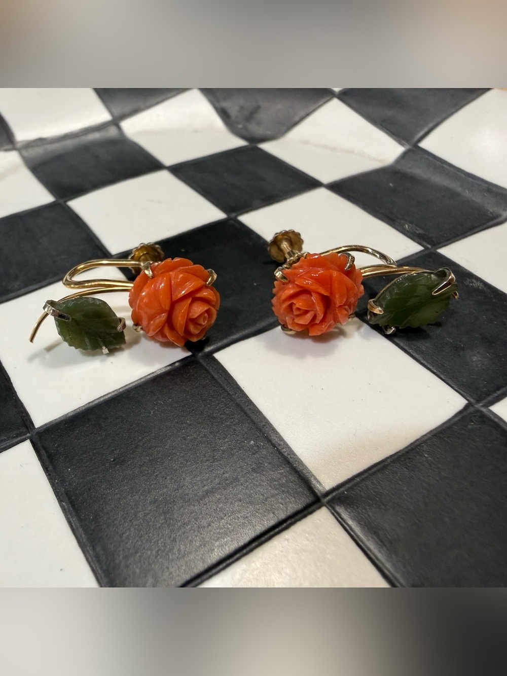 Krementz Coral Rose Earrings
